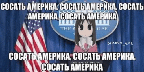 a cartoon girl stands in front of a white house flag
