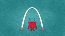 a cartoon character is being pulled by a rope