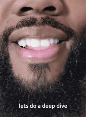 a close up of a man 's face with the words lets do a deep dive below it