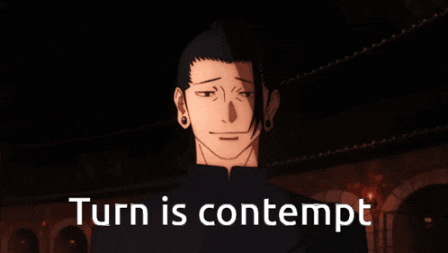 a picture of a man with the words " turn is contempt " below him