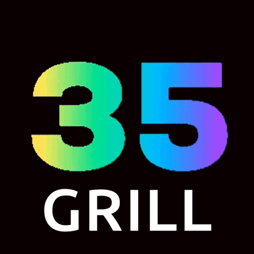 a logo for 35 grill with a rainbow colored number 35