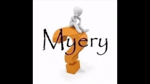 a 3d man is standing next to an orange question mark and a question mark .