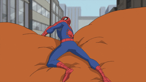 a cartoon drawing of venom crawling on a blanket