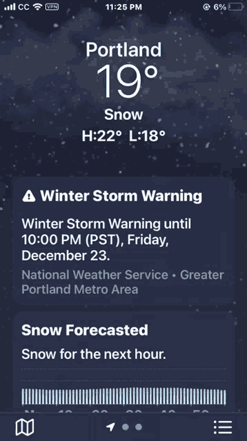a phone screen shows the weather for portland