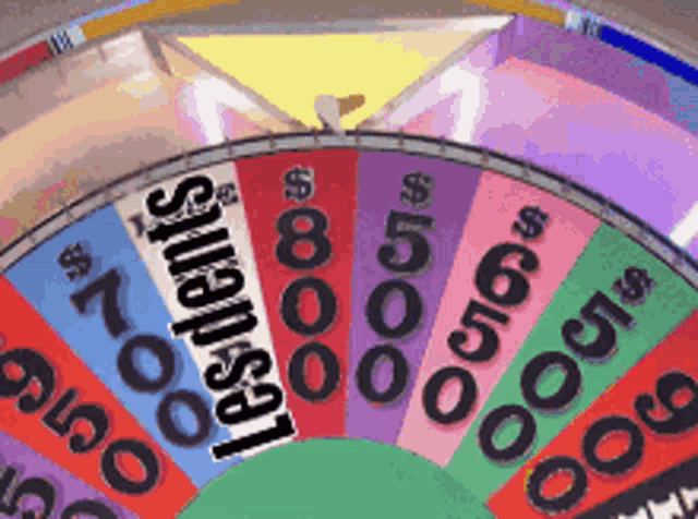 a close up of a wheel of fortune that says ' residents ' on one side