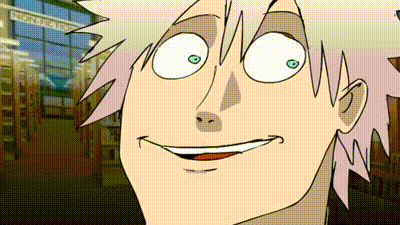 a close up of a cartoon character 's face with a smile on his face .