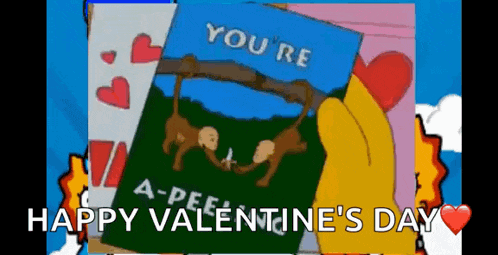a cartoon character is holding a card that says " you 're a-peel "