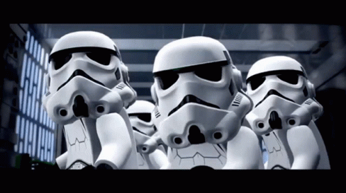 Lego Star Wars Stormtroopers GIF - Lego Star Wars Stormtroopers Scared GIFs