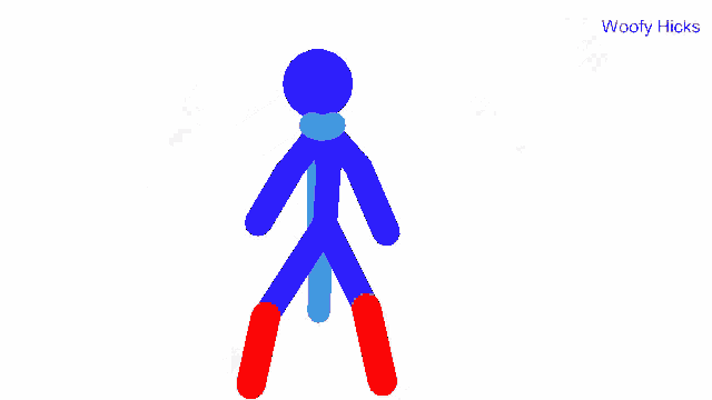a drawing of a blue and red balloon with the words woofy hicks below it