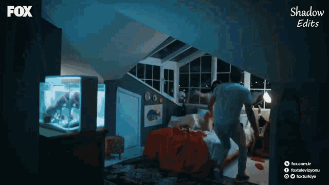 a fox advertisement for shadow edits shows a couple fighting in a bedroom