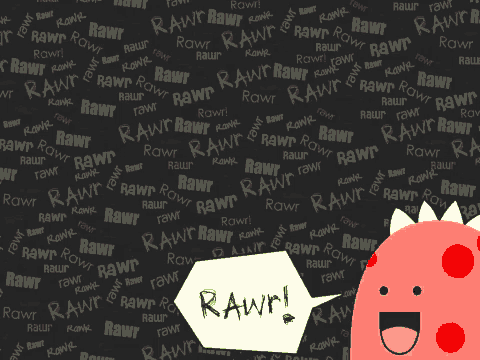 a row of rawr written on a black background