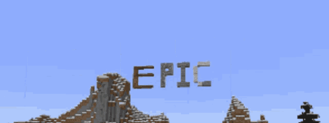 the word epic is written in bricks on a blue background