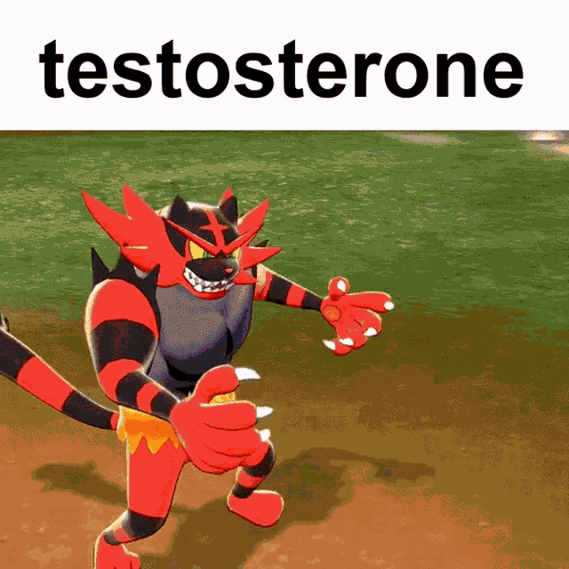 a picture of a pokemon with the word testosterone behind it