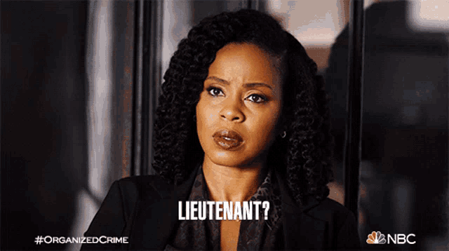 a woman with curly hair says lieutenant on a nbc ad