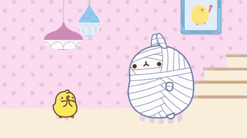 a cartoon of a mummy with a bandage on its head