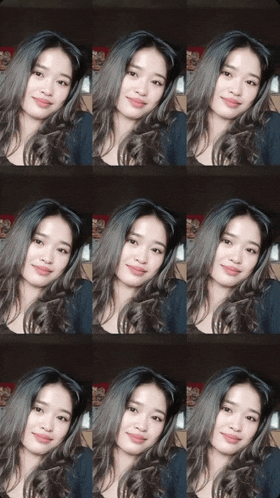 a woman 's face is displayed in a collage of images