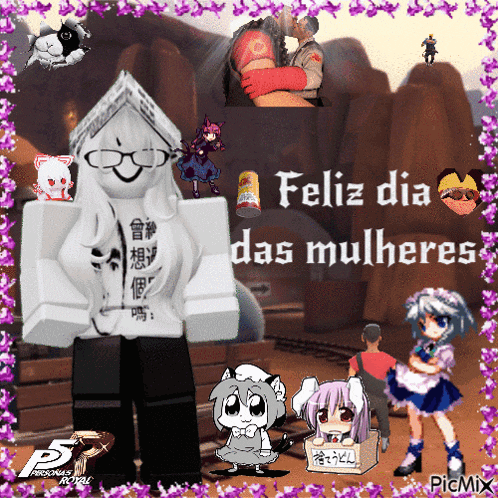 a picture of a cartoon character with the words feliz dia das mulheres on it