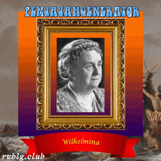 a framed picture of a woman with the name wilhelmina on the bottom