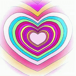 a rainbow colored heart with a pink center