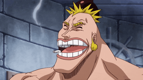 a cartoon of a man with a cigarette in his mouth