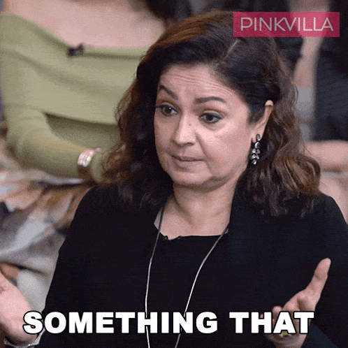 a woman says something that with a pinkvilla logo in the background