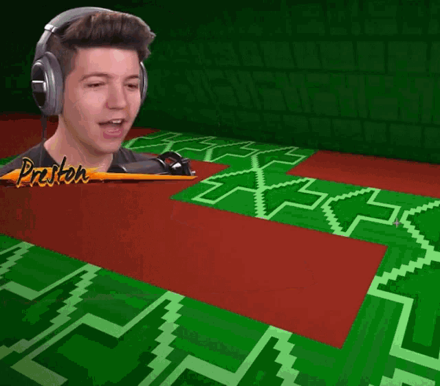 a man wearing headphones and the name preston on the bottom right