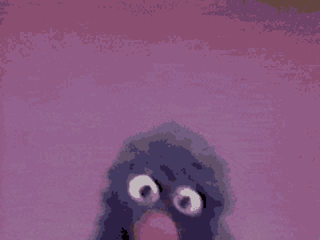 a pixelated image of a bird with a red eye