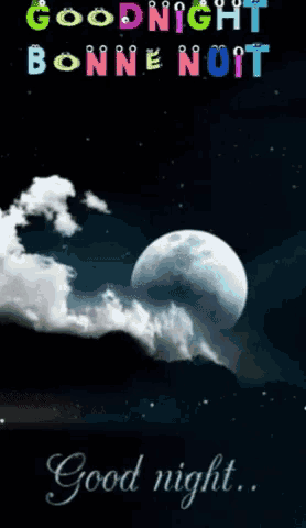 a poster that says good night bonne nuit with a full moon