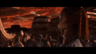 a crowd of people standing in front of a feed store