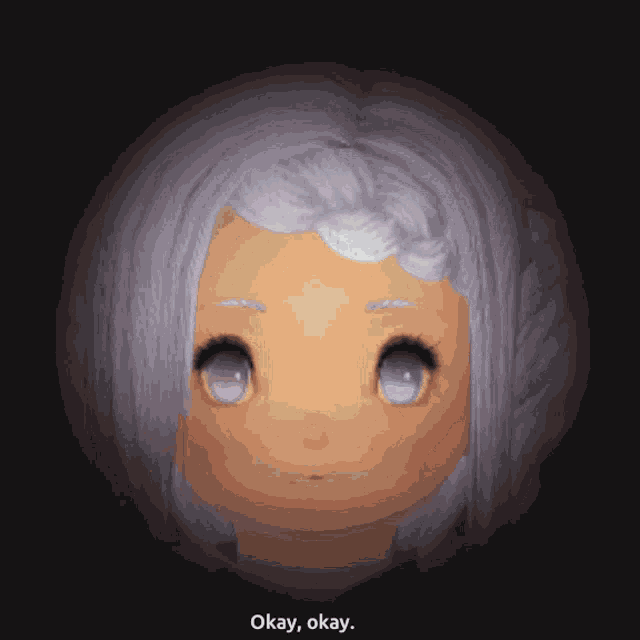 a drawing of a girl with white hair and the words okay okay below it