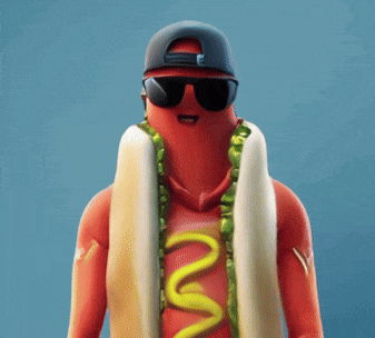a hot dog wearing sunglasses and a hat with mustard on it