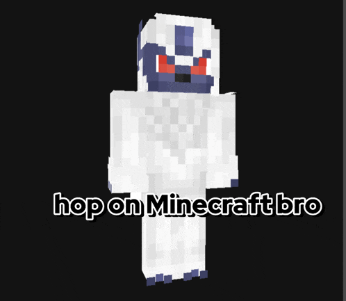 a minecraft character with the words hop on minecraft bro