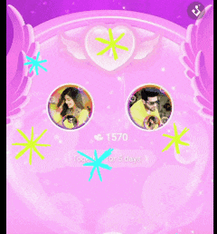 a pink background with a heart and fireworks and the number 1 in the middle