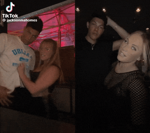 a tiktok video of a man kissing a woman with the hashtag jacksonmahomes