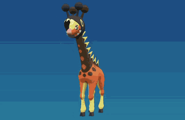 a cartoon giraffe wearing a mask with a yellow nose