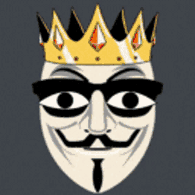 a mask with glasses and a crown on top of it