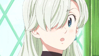 a close up of a girl 's face with long white hair