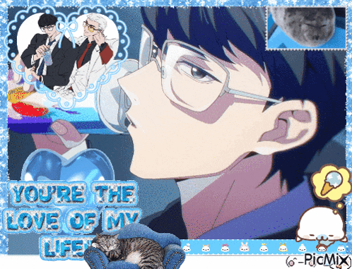 a picture of a man and a cat with the words you 're the love of my life