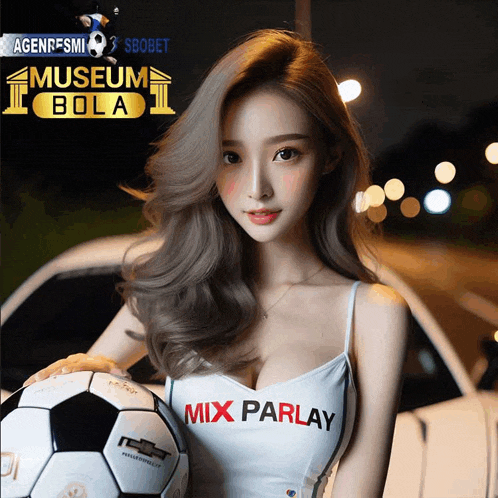 a woman holding a soccer ball with the words mix parlay on her shirt