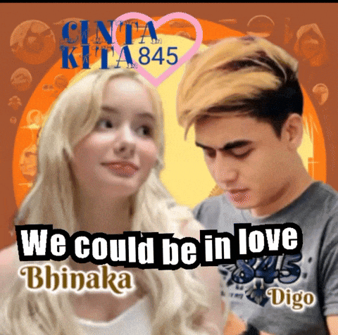 a poster for cinta kita 845 shows a man and a woman and says we could be in love