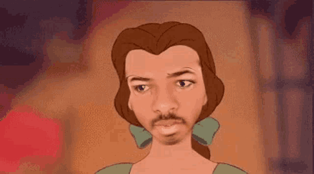 a cartoon of a man with a beard and a bow on his head .
