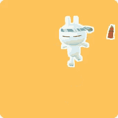 a white cartoon character with a carrot on his head