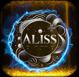 a logo for aliss is surrounded by a blue and yellow circle