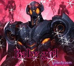 a picture of a robot with the word baby girl written on it