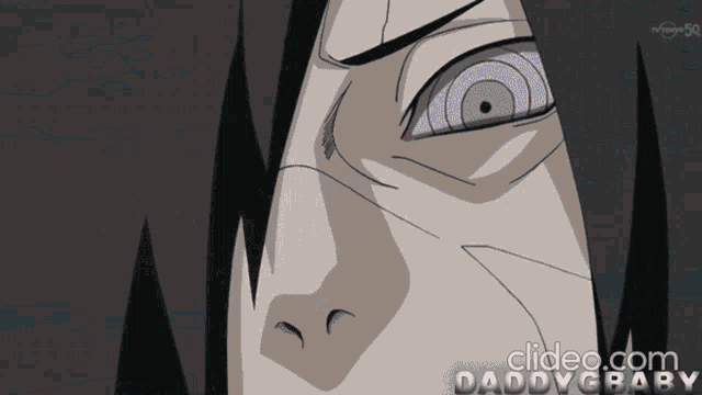 a close up of a person 's face with the words " clideo.com daddy baby " below it
