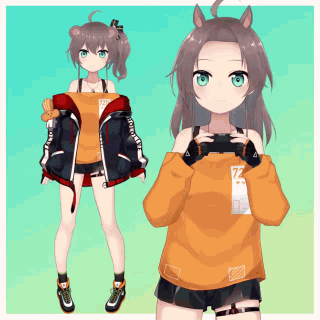 a girl with the number 72 on her sweater