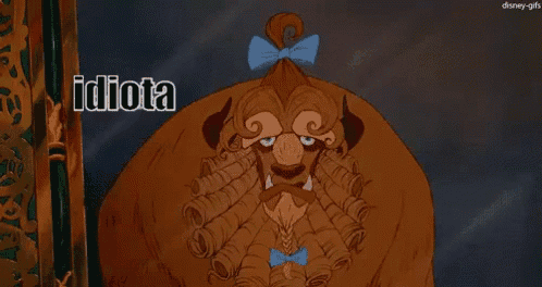 the beast from beauty and the beast is wearing a blue bow tie and wig