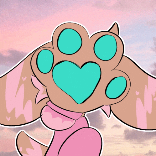 a drawing of a dog 's paw with a heart shaped paw print
