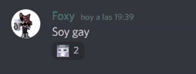 a screenshot of a discord chat with foxy saying soy gay