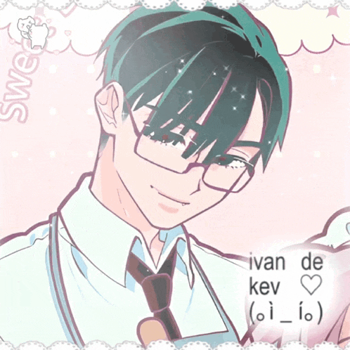 a drawing of a man wearing glasses with the name ivan de kev on it
